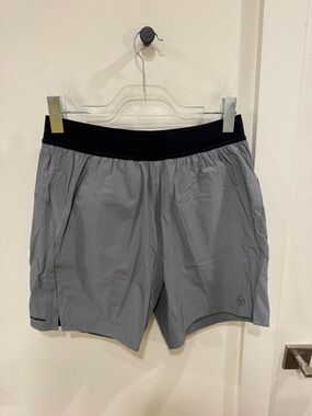 Men's Grey Athletic Shorts with Black Waistband